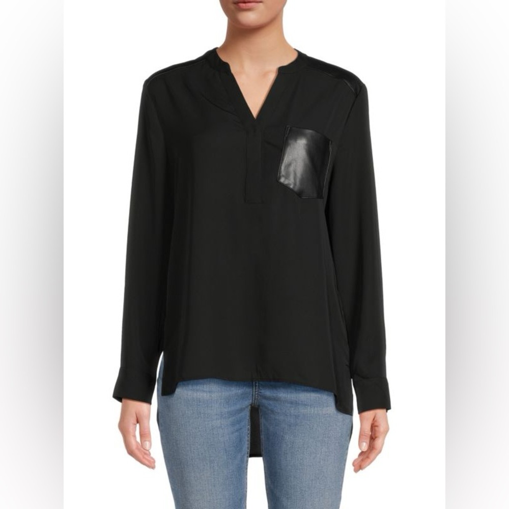 Calvin Klein Jeans Black Blouse with Leather Pocket